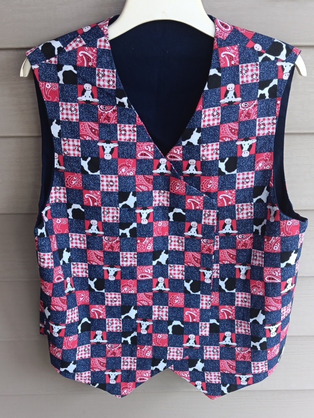 Handmade Lined Cow Vest. Size M/L--See meaaurements
